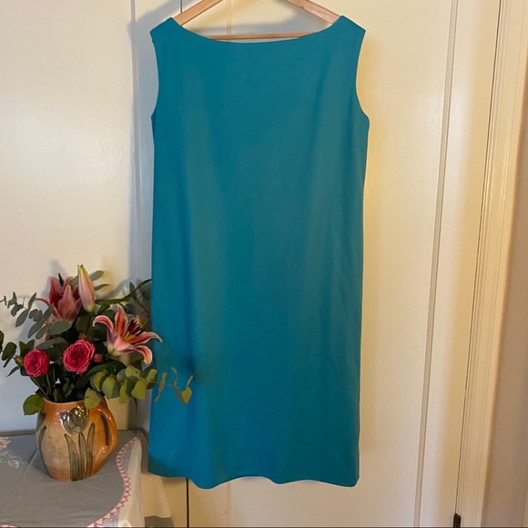 60’s VTG Turquoise Sheath Dress Plus Size Handsewn - Picture 6 of 8